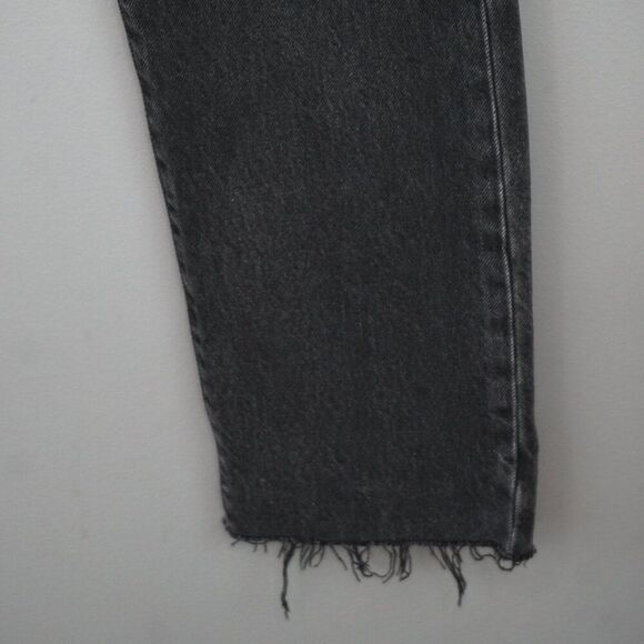 New Levi’s Wedgie Straight Distressed Button Up Raw Hem Jeans in Black size 24 - Picture 8 of 15